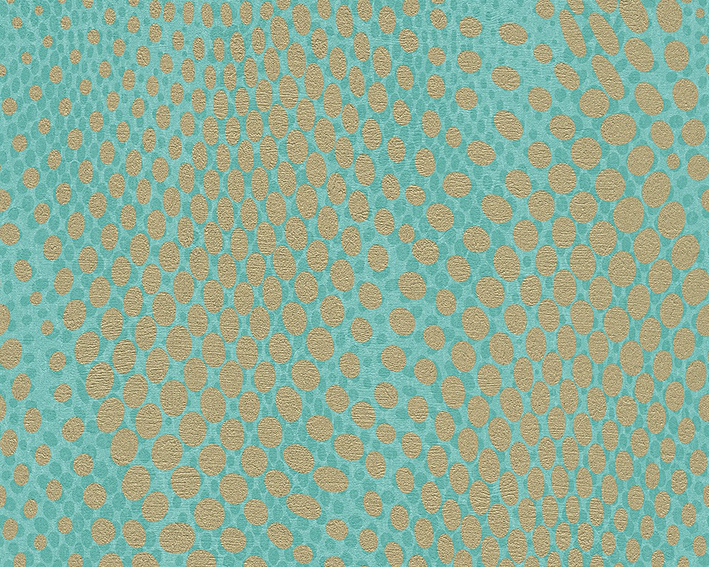 Vliestapete Punkte tuerkis gold AS Fleece Royal 96