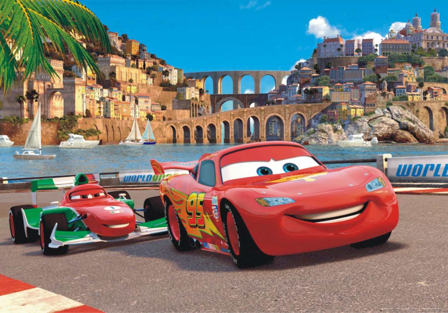 Tapete Disney Cars 2 McQueen & Bernoulli Foto 160 x 115 cm