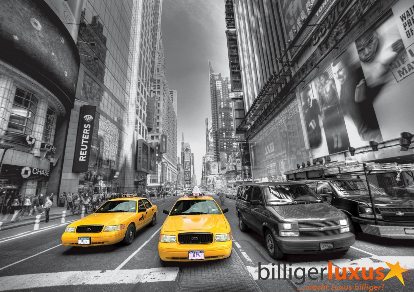 Fototapete Tapete Taxi Yellow Cap New York Auto schwarz weiß Foto 360 x