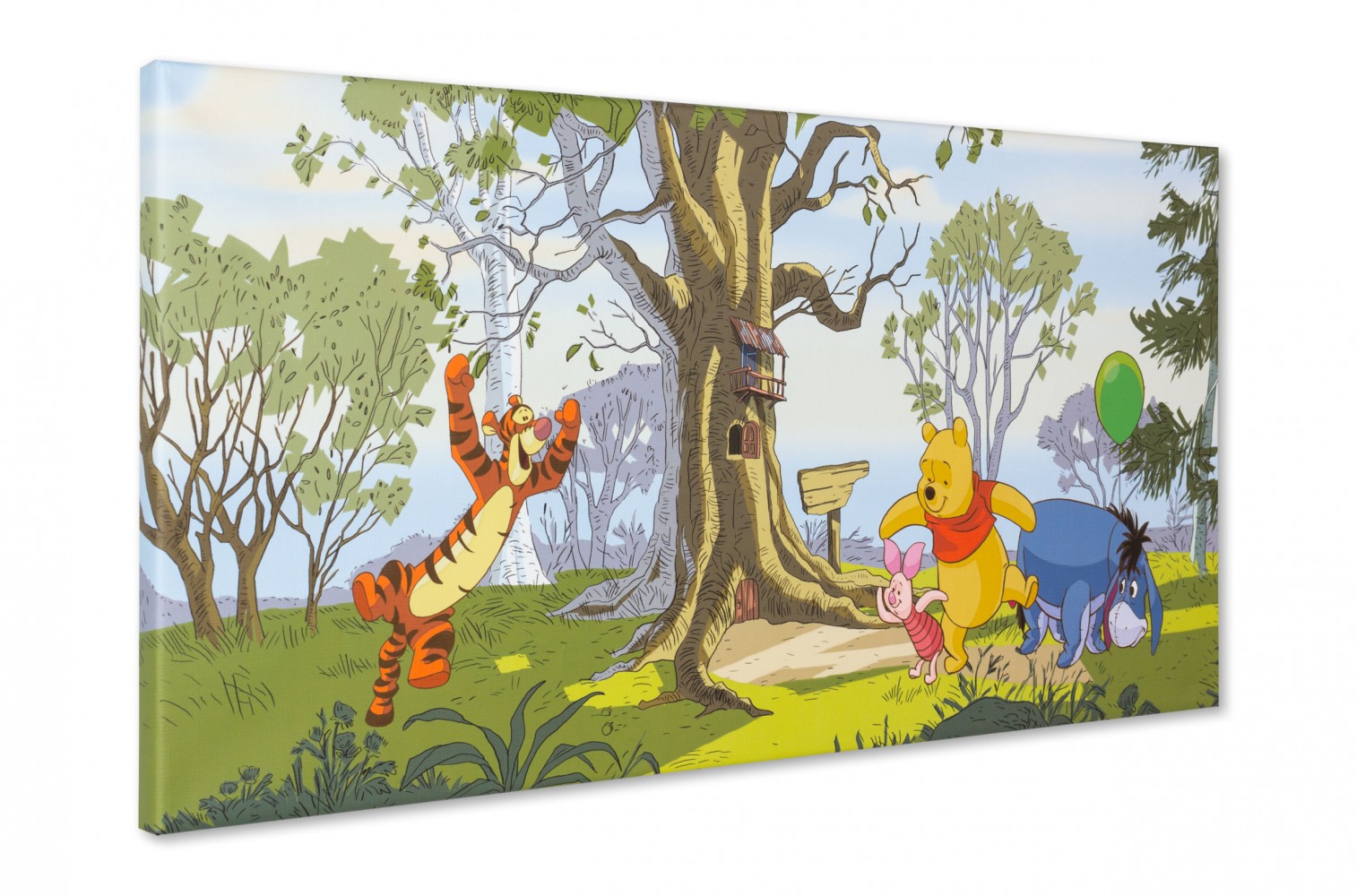 Keilrahmen Leinwand Bild Wandbild 33x70 Disney's Winnie Pooh & Freunde spielen
