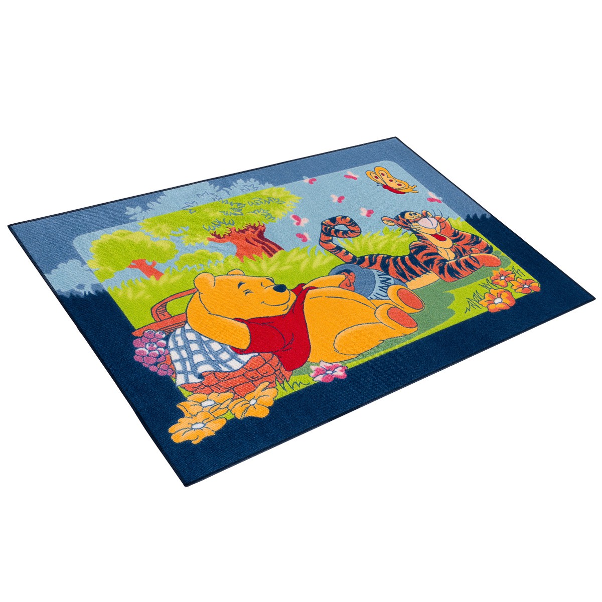 Teppich Winnie Pooh Picknick 95x133cm blau grün Teppich Winnie Pooh Picknick 95x133cm blau grün